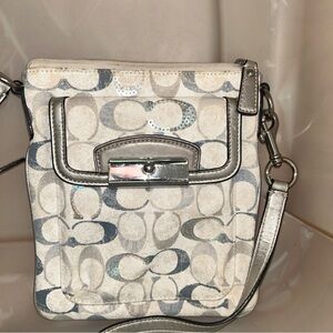 Coach Beige and Silver Crossbody Bag